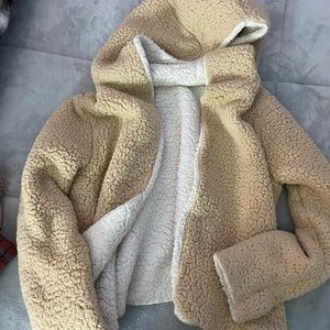 cropped sherpa cardigan